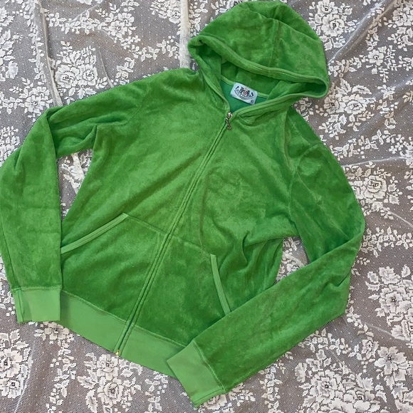 JUICY COUTURE APPLE GREEN TERRY VELOUR TRACKSUIT JOGGER Set Y2K VINTAGE XL L - Picture 4 of 16